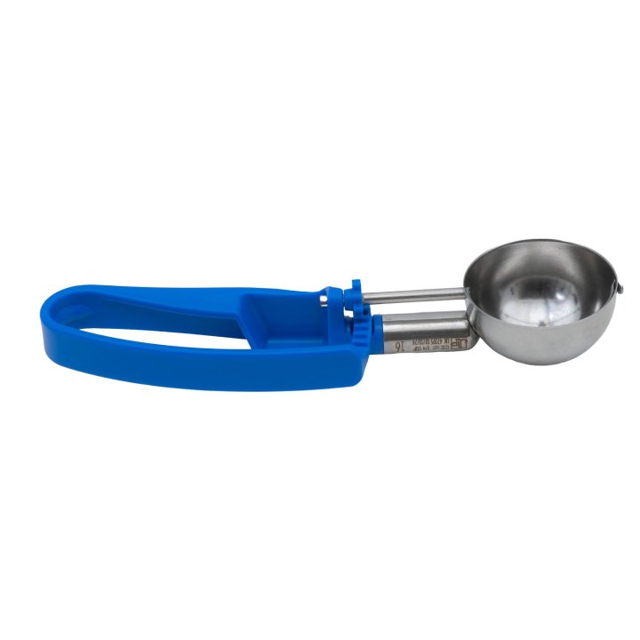 2-ounce disher with royal blue squeeze handle