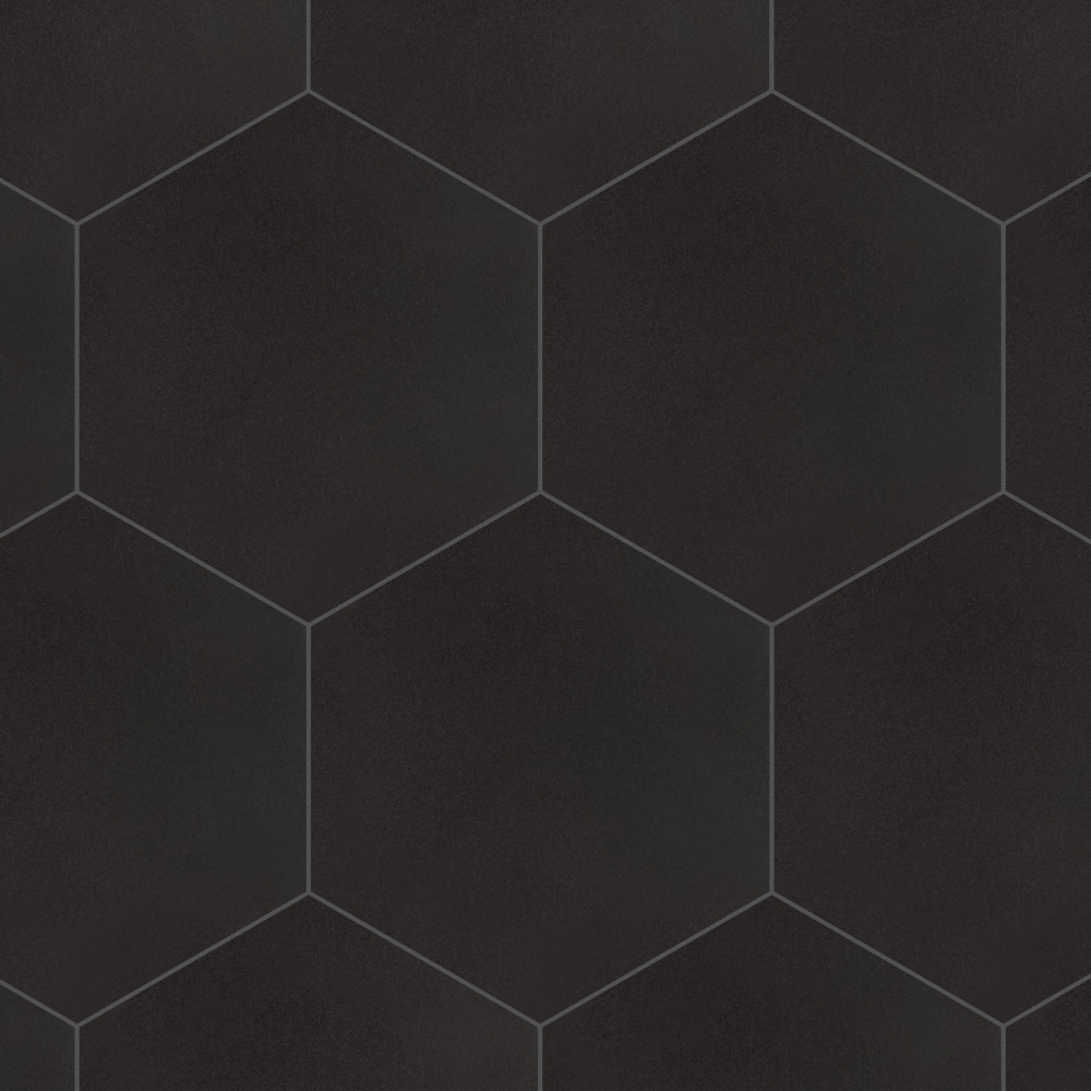 Textile Basic Hex Black 8.63x9.88 Hexagon Porcelain Floor and Wall Digital Pattern