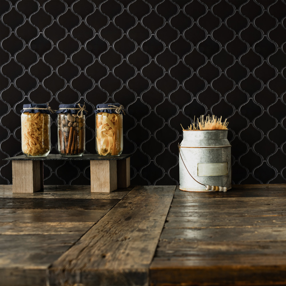 Metro Lantern Matte Black 9-1/2 in. x 10-3/4 in. Porcelain Mosaic Tile