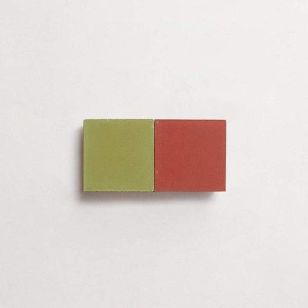 cement: mythology checkerboard | salon | grande | matte | duo | olive + flame | sample 