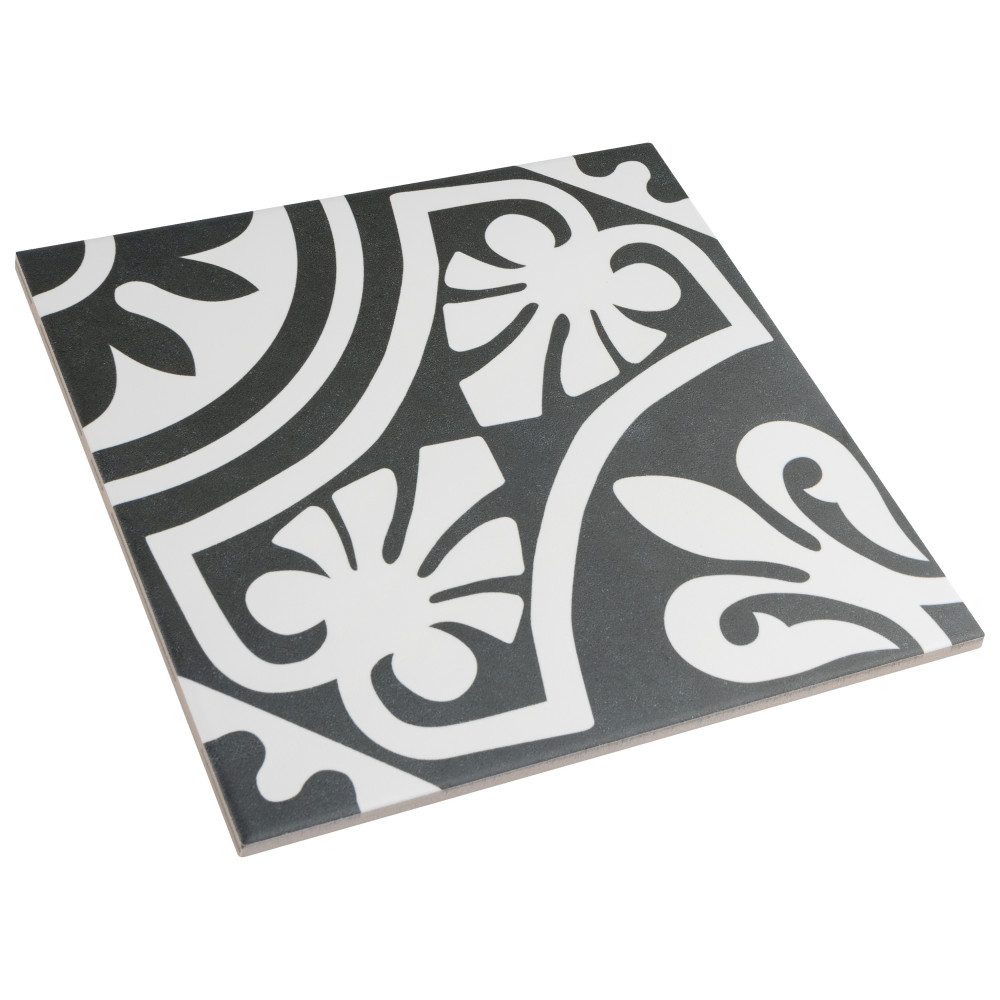 Majestic Tiena Black 9-3/4 in. x 9-3/4 in. Porcelain Floor and Wall Tile