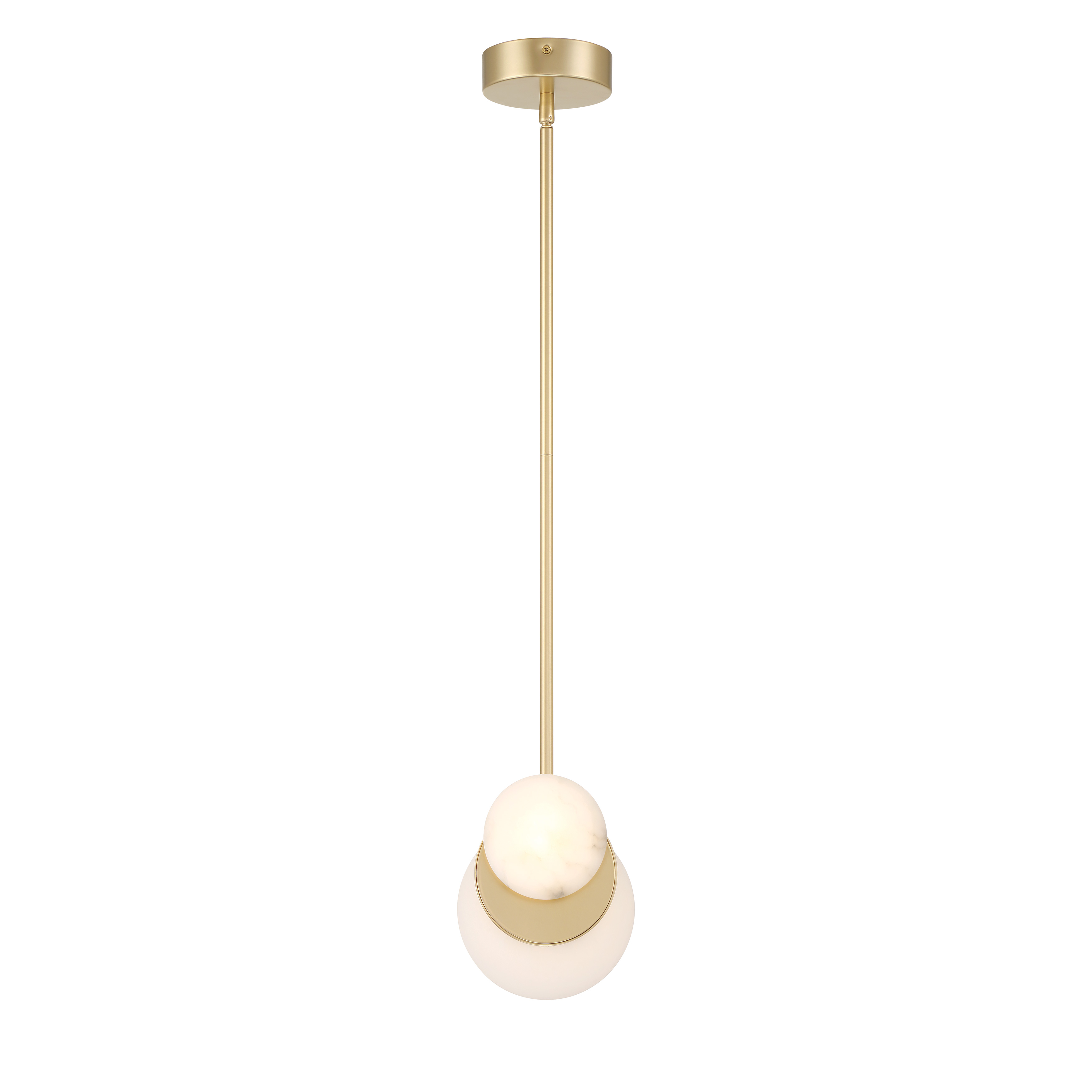 The Zill 2-Light LED Pendant combines contemporary styling with organic materials. Its compact 6.25-inch width makes it perfect for smaller spaces or clustered installations, while the natural alabaster shade provides soft, diffused illumination. - alternate view