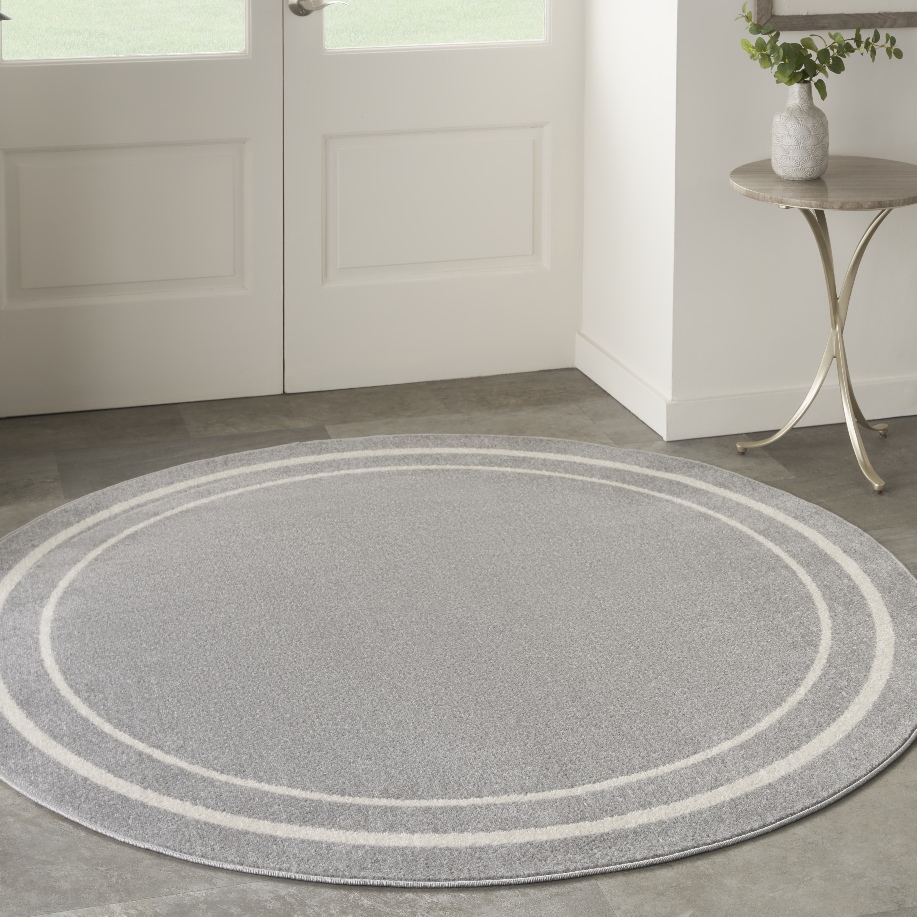 Nourison Nourison Essentials 8' x Round Grey Ivory Contemporary Rug