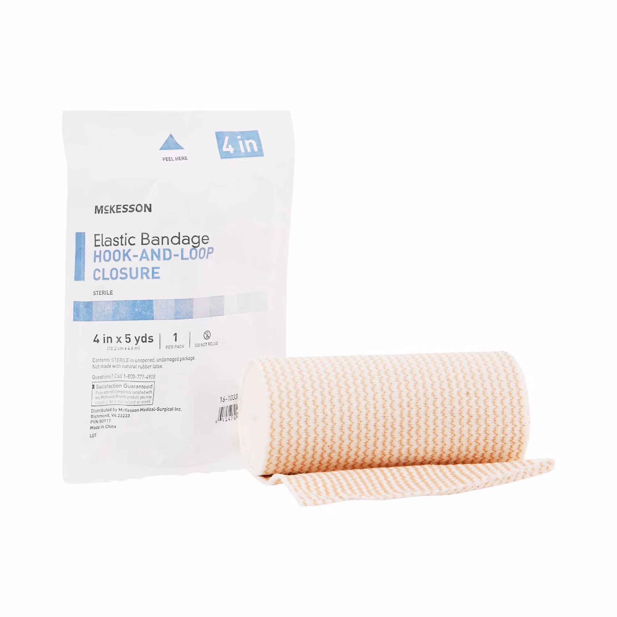 McKesson hook-and-loop closure Elastic Bandage, 4 Inch x 5 Yard