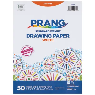 Prang (Formerly Art Street) Drawing Paper, White, Standard Weight, 9" x 12", 50 Sheets