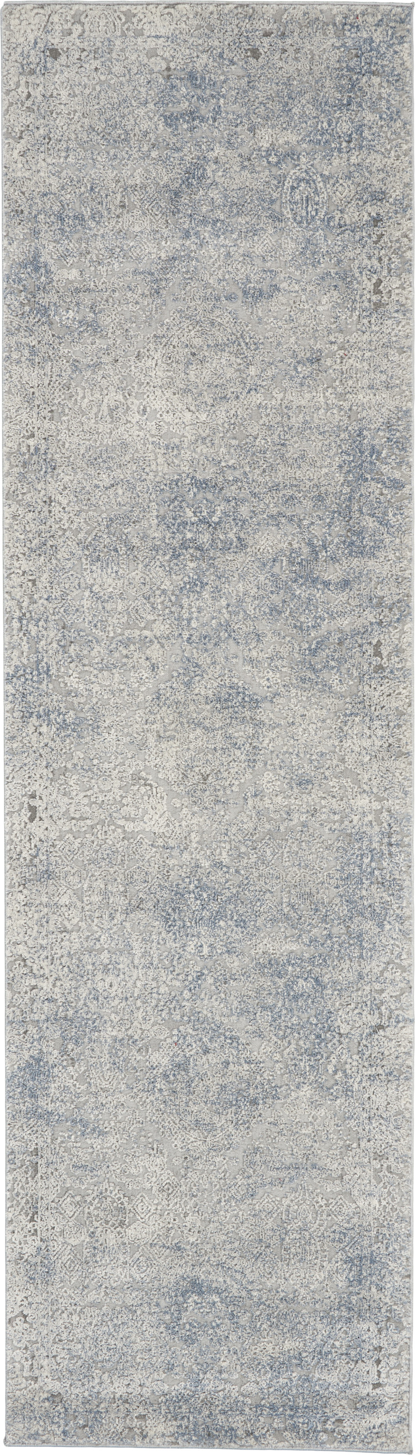 Nourison Rustic Textures 2'2" x 7'6" Ivory Light Blue Vintage Indoor Rug