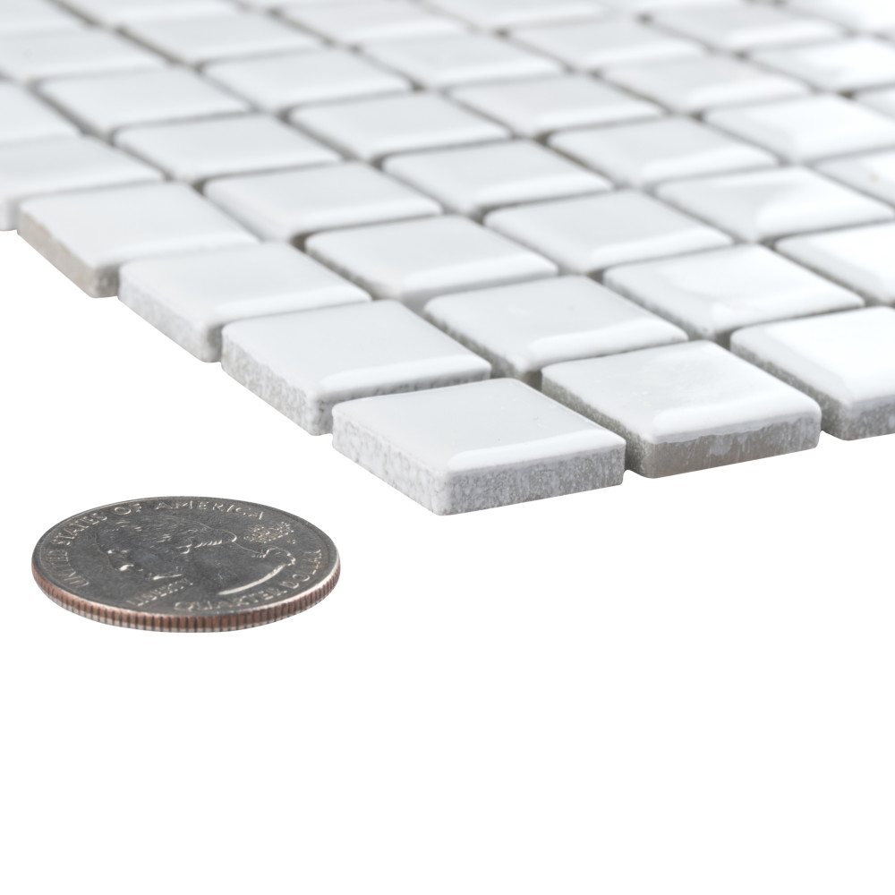 Hudson Edge White 12-1/4 in. x 12-1/4 in. Porcelain Mosaic Tile
