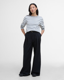 Lois Striped Crew Neck Jumper Cloud/Light Grey Marl Stripe