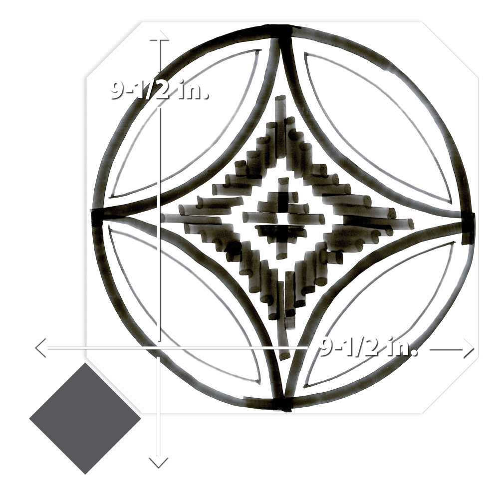 Vaudeville Octagon Sombra with Taco Antracita 7-7/8 in. x 7-7/8 in. Porcelain Floor and Wall Tile