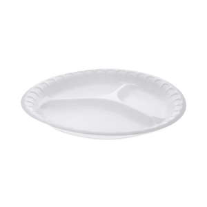 PCP0TH10044000Y, Pactiv Corp, Placesetter Satin Non-Laminated Foam Dinnerware, 3-Compartment Plate, 10.25" dia, White