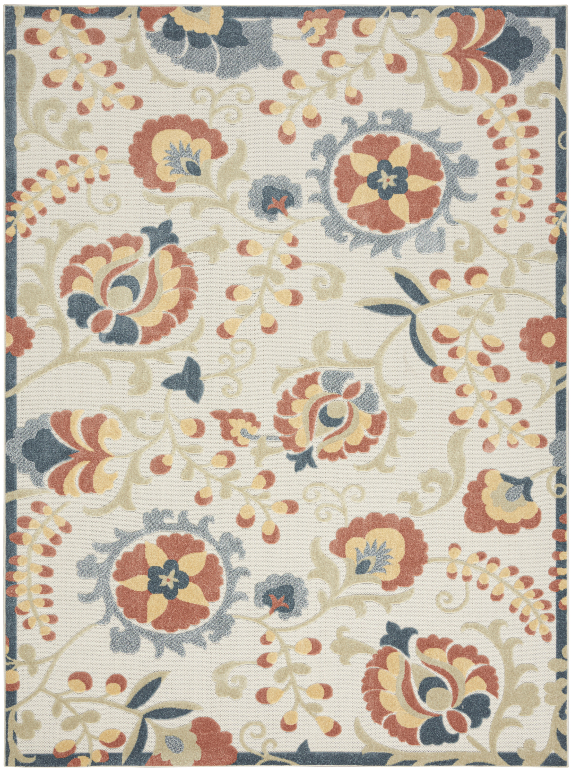 Nourison Aloha 7'10" x 10'6" Grey Multicolor Farmhouse Rug