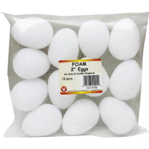 Craft Foam Eggs, 2 Inch, White, Pack of 12