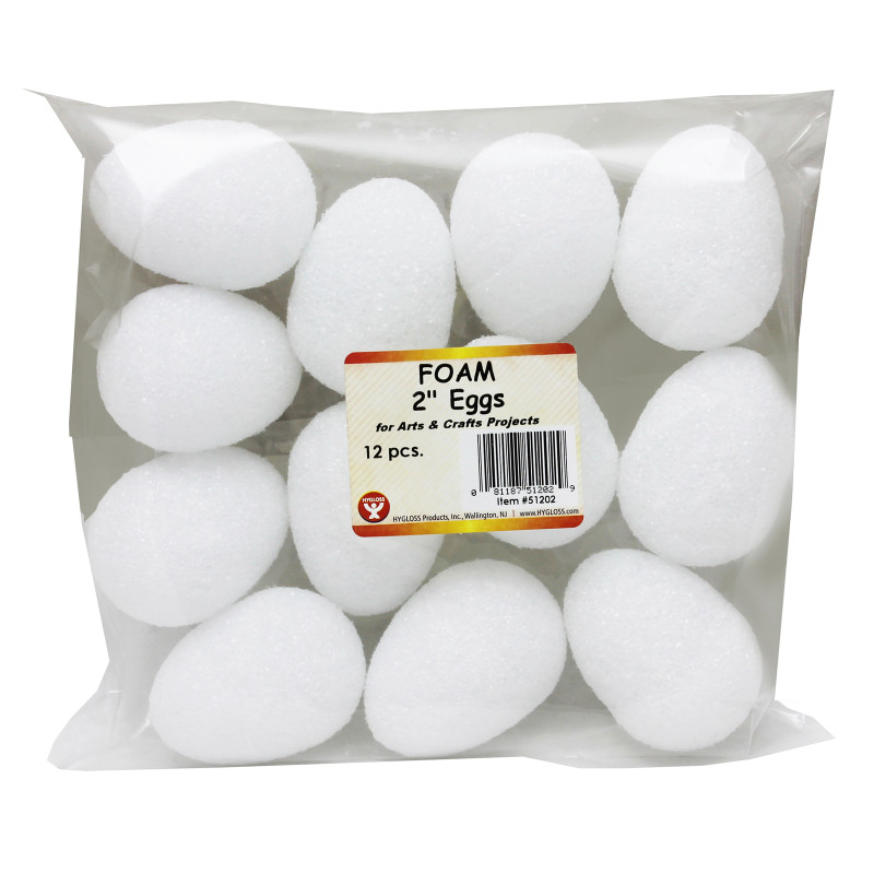 Craft Foam Eggs, 2 Inch, White, Pack of 12