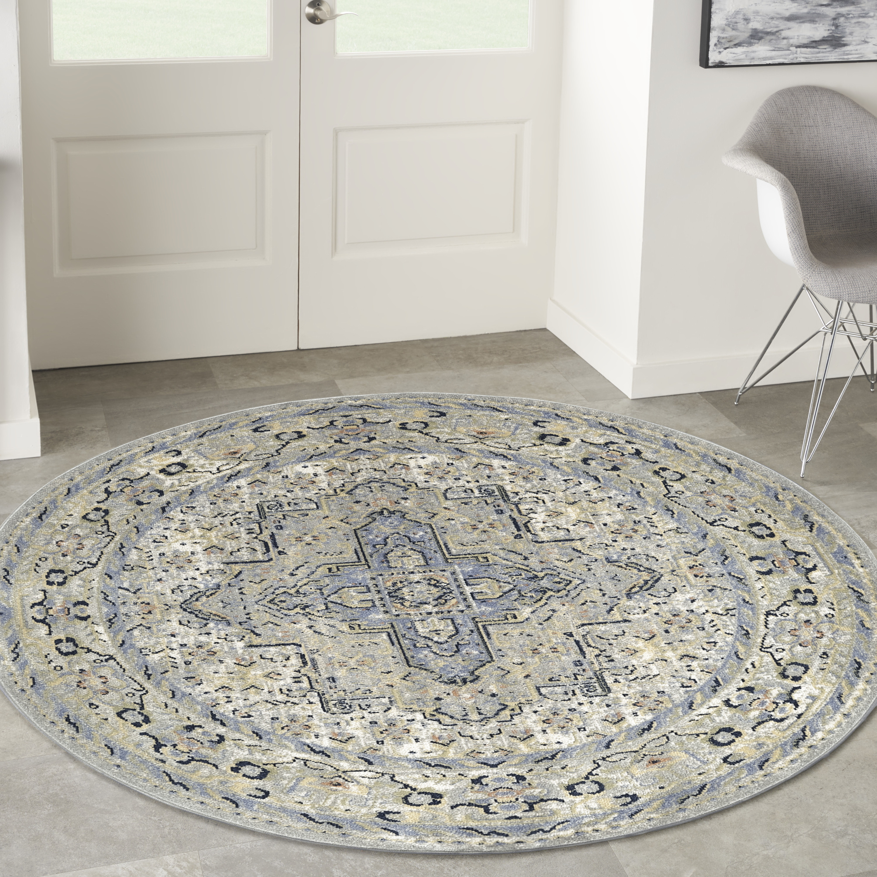 Nourison Nourison Essentials Persian 6' x Round Blue Vintage Rug
