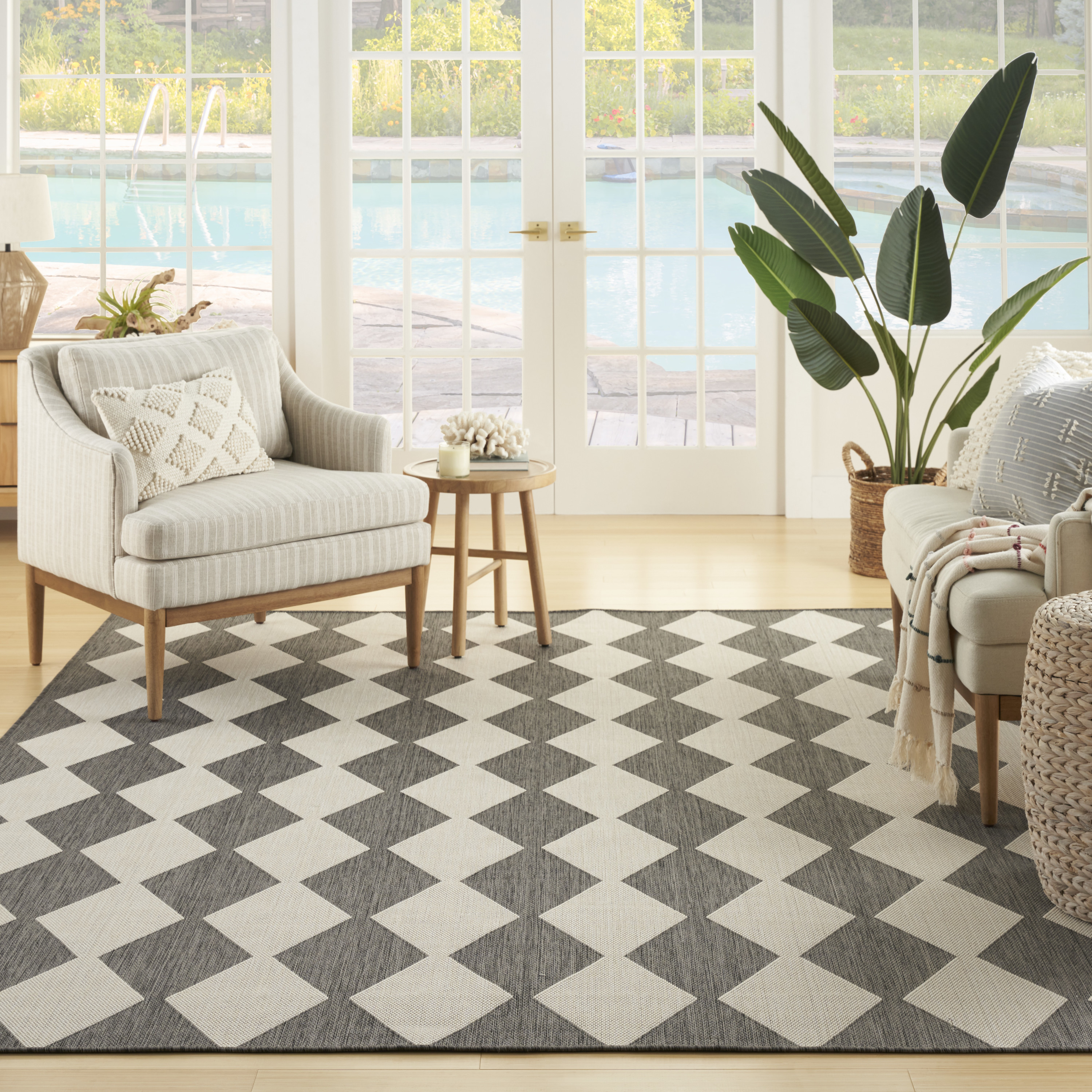 Nourison Positano 7' x 10' Charcoal Modern Rug