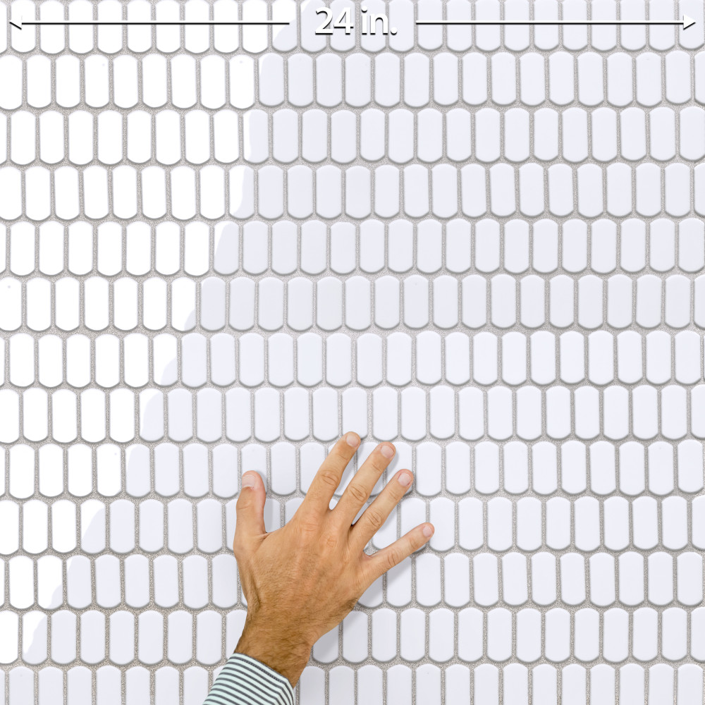 Sample – Hudson Capsule Glossy White Porcelain Mosaic Tile