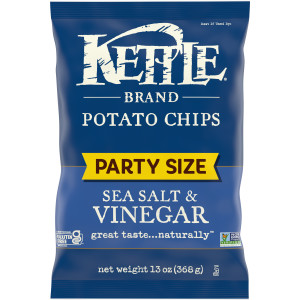 Kettle Brand Potato Chips, Sea Salt & Vinegar Kettle Chips, Party Size, 13 Oz