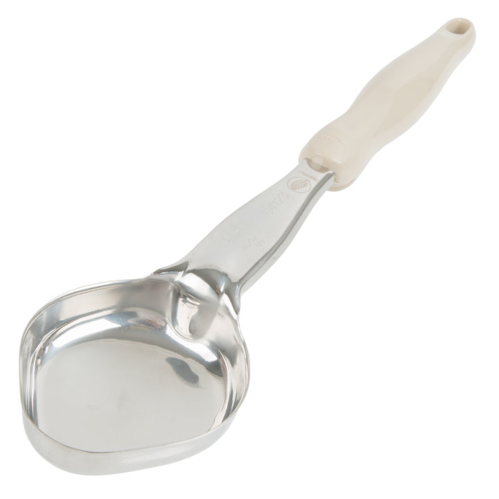 3-ounce one-piece heavy-duty stainless steel solid oval Spoodle® utensil with ivory nylon handle