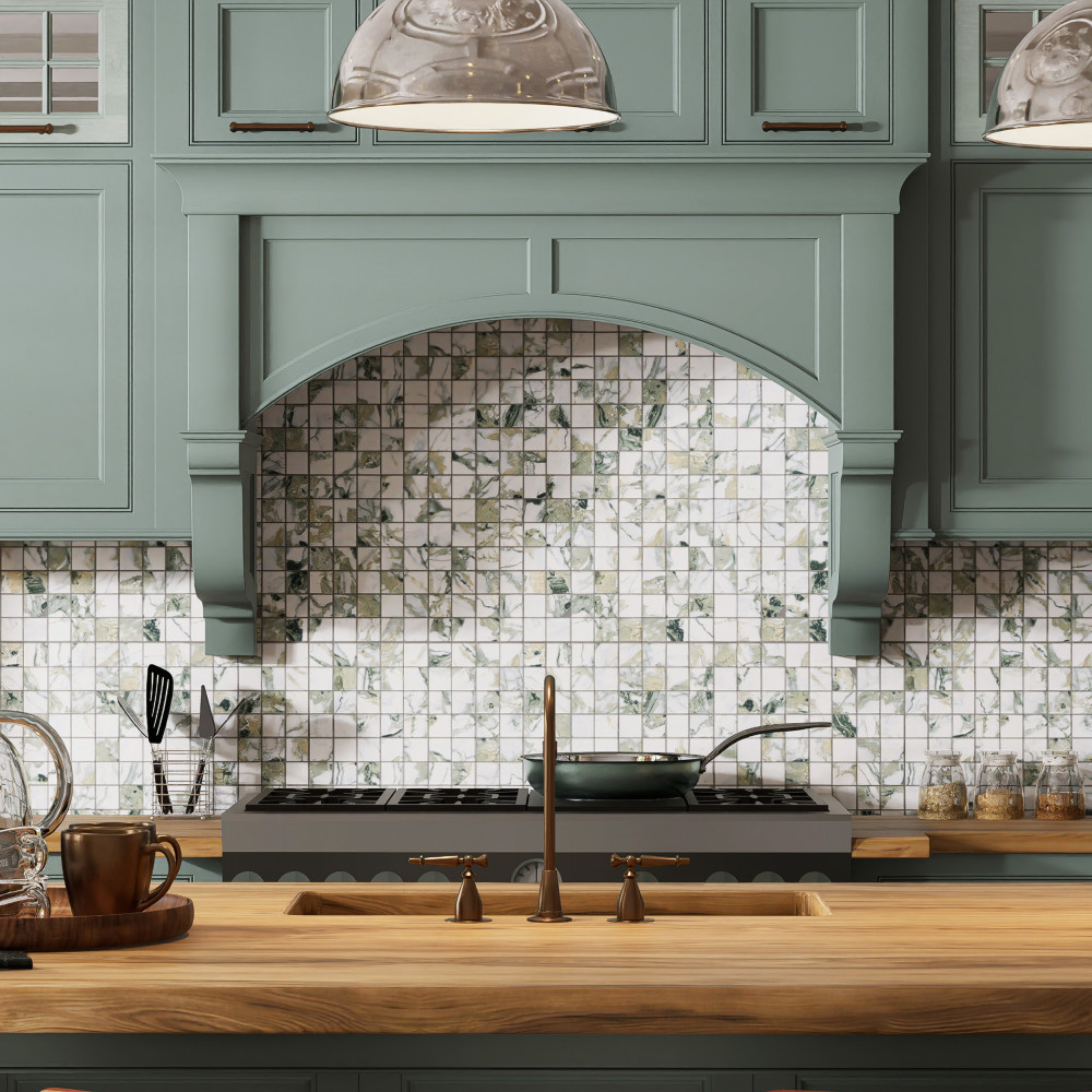 Touche 2″ Square Jade 11-3/4 in. x 11-3/4 in. Porcelain Mosaic Tile