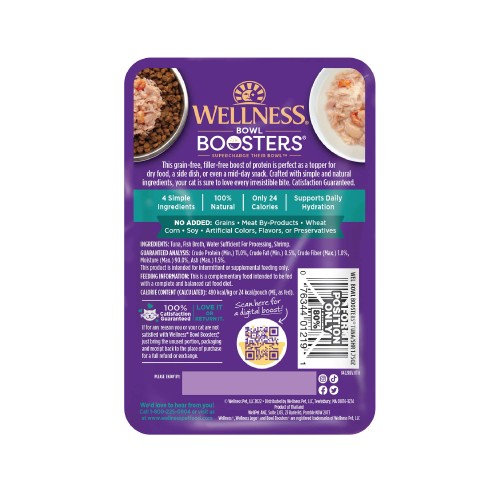 Wellness Bowl Boosters Tuna & Shrimp back packaging