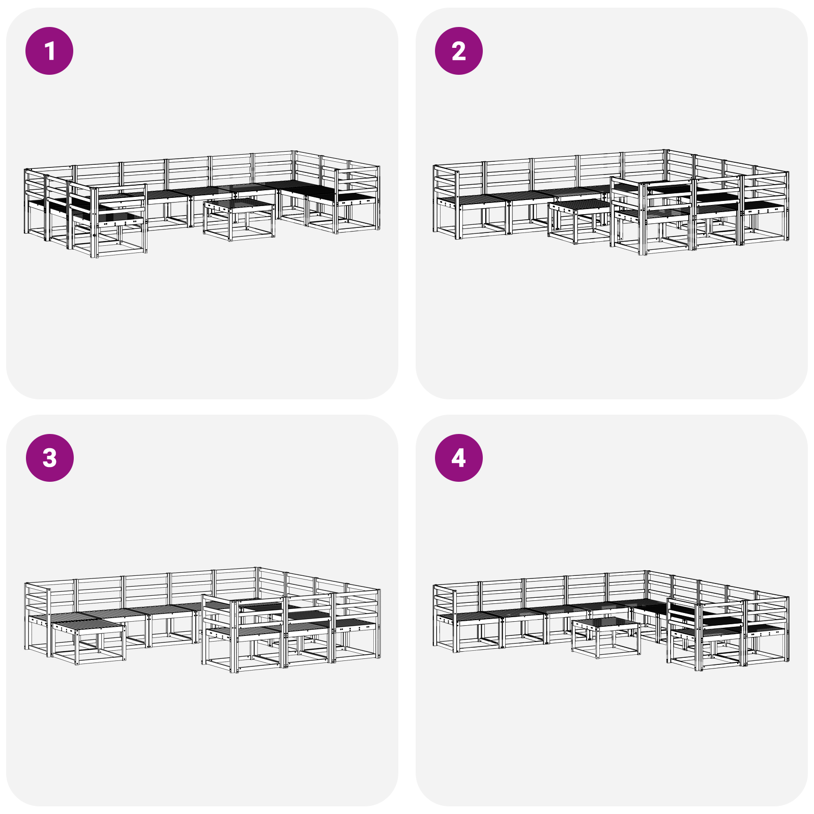 Buiten bankenset 11 pcs Wit Massief Acaciahout image 6