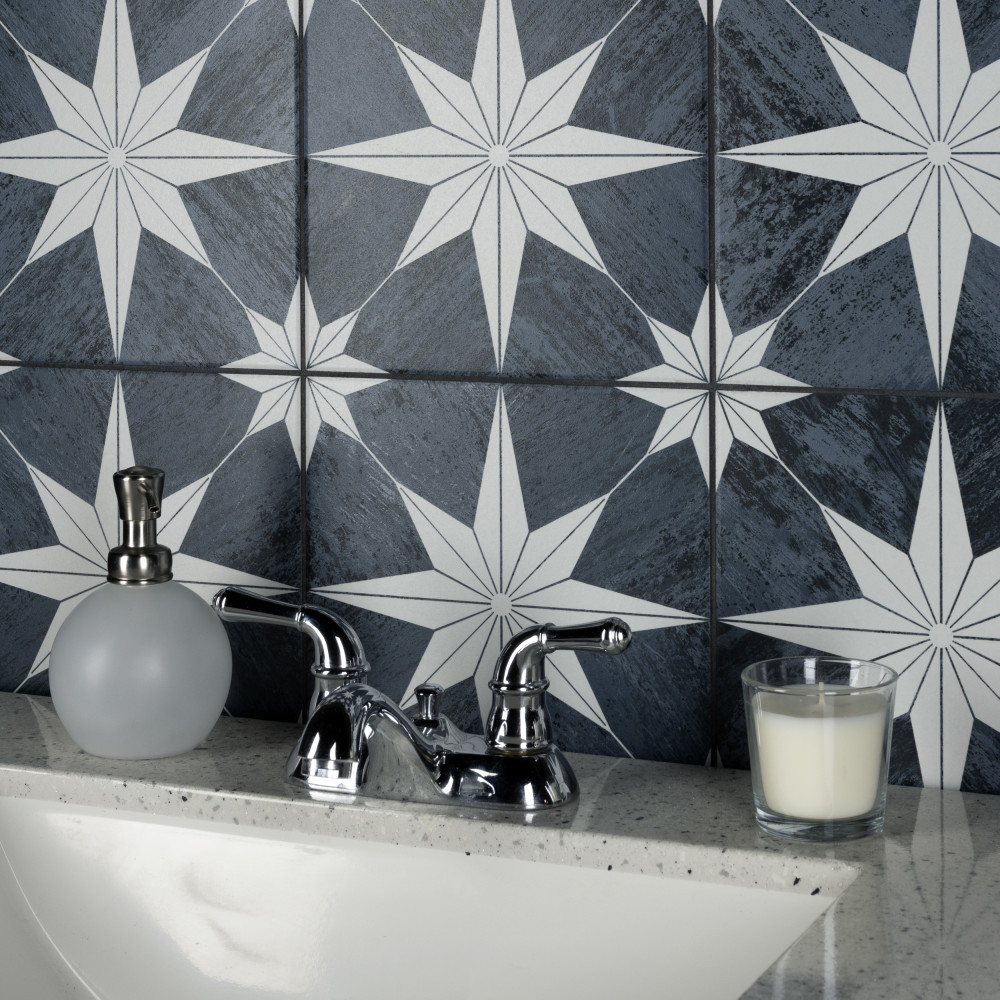 Cassis Stella Black Night 9-3/4 in. x 9-3/4 in. Porcelain Floor and Wall Tile