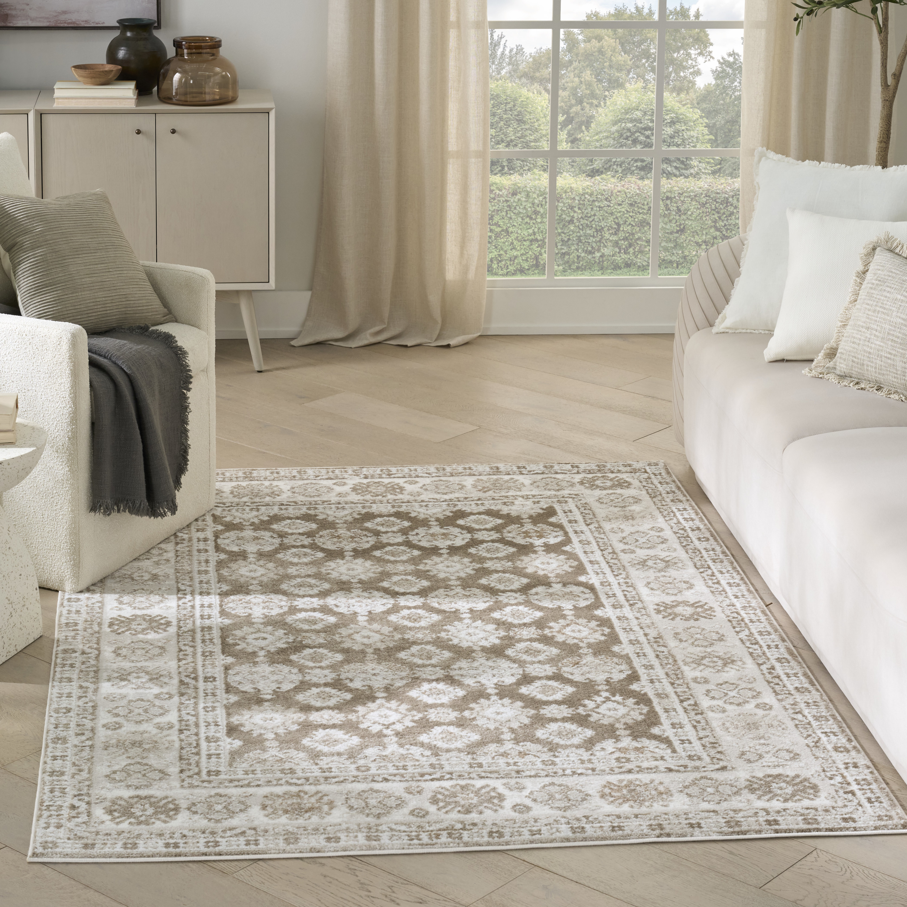Nourison Dekor 5'3" x 7' Ivory Taupe Vintage Indoor Rug