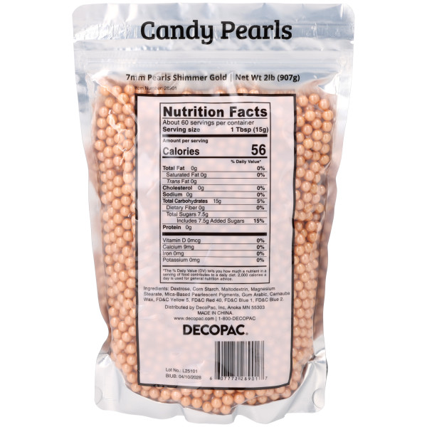 Gold Candy Pearls 7mm - Red 3 Free Sugar Candy Decorations