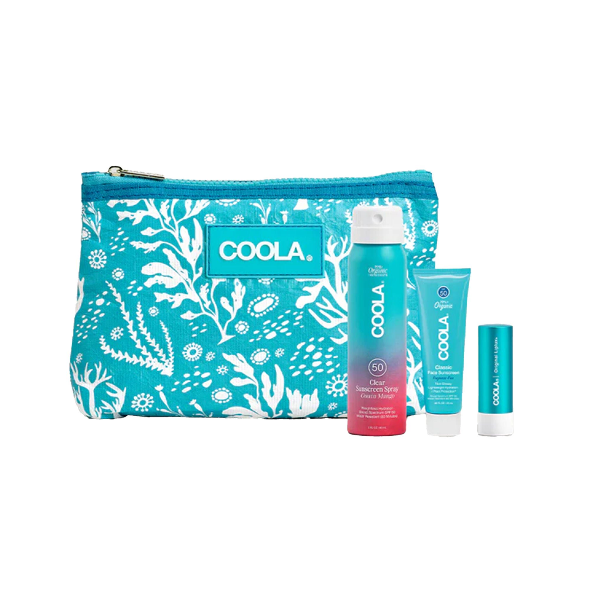Suncare Travel Kit COOLA® SPF 30 / SPF 50 Spray / Lotion / Balm Pouch