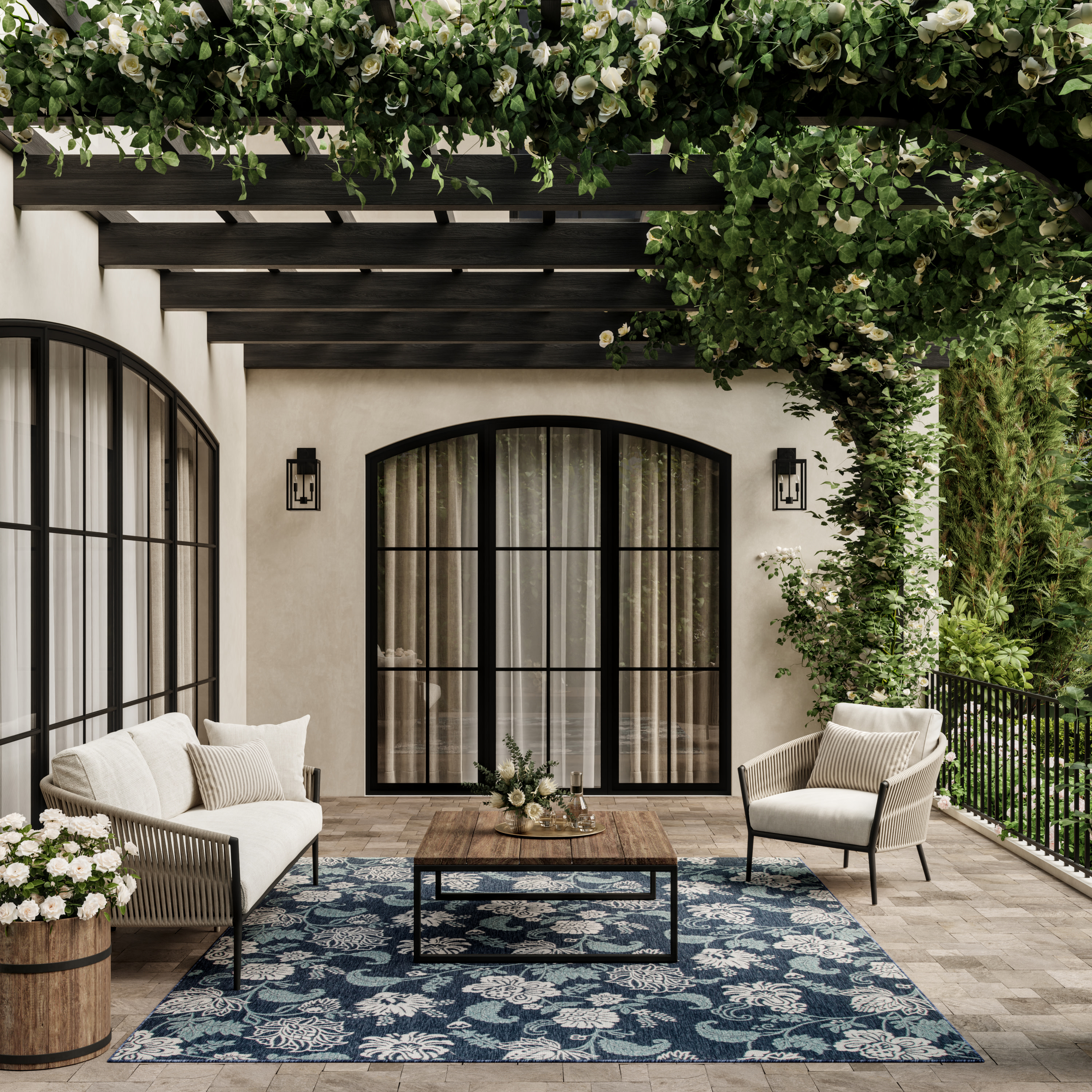 Nourison Garden Oasis 9' x 12' Navy Tropical Rug