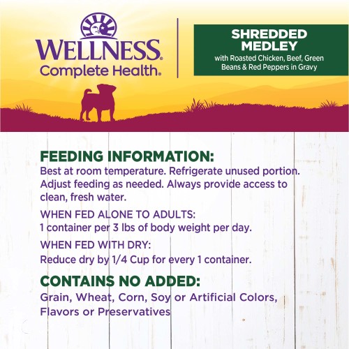 <p>Best at room temperature. Refrigerate unused portion. Adjust feeding as needed. Always provide water.</p>
<p>When fed alone to adults: 1 container PER 3 lbs of body weight PER day. </p>
<p>When fed with dry: reduce dry by ¼ cup for every 1 container.</p>
