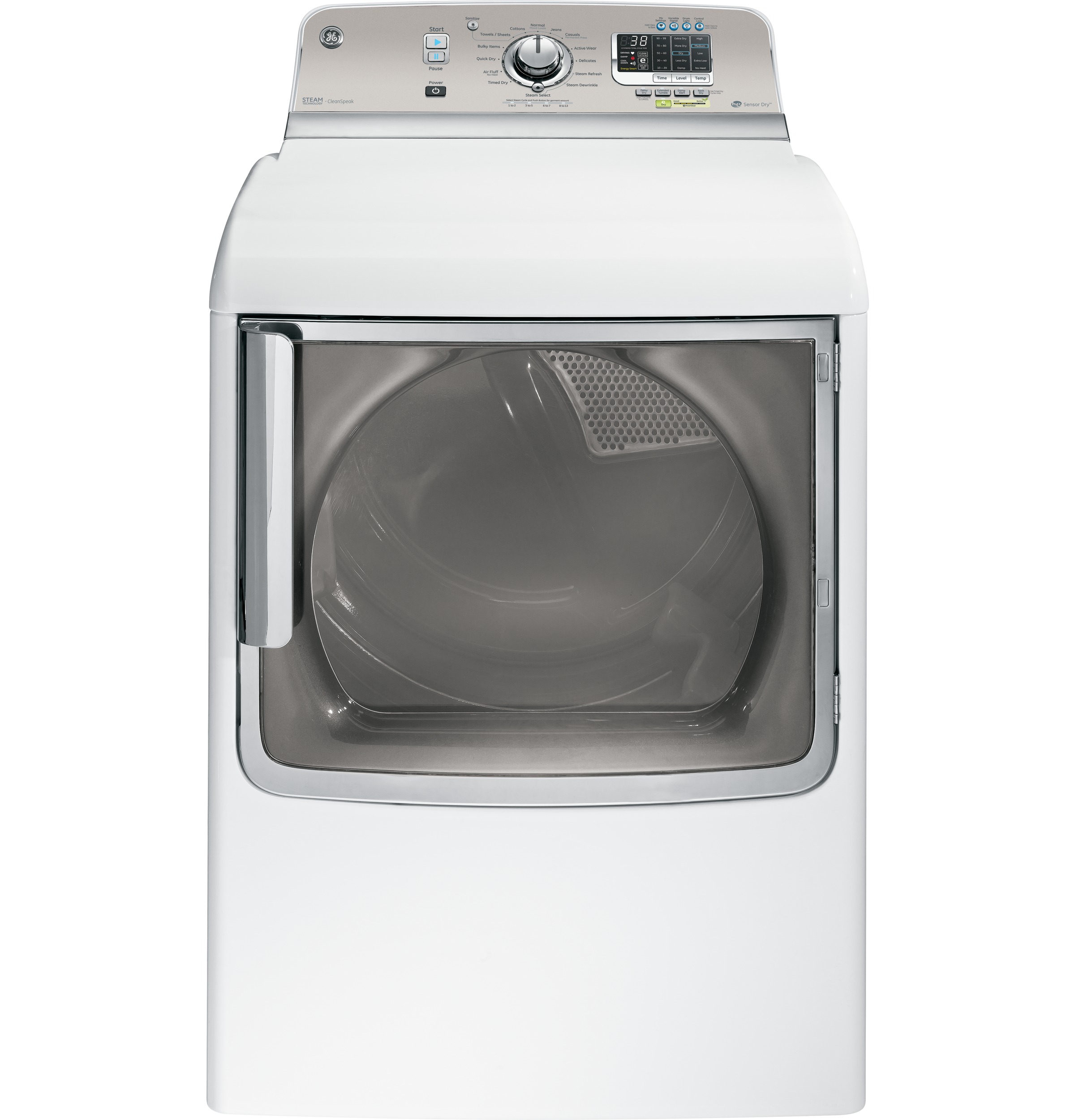 GE® 7.8 cu. ft. capacity electric dryer with stainless steel drum and steam