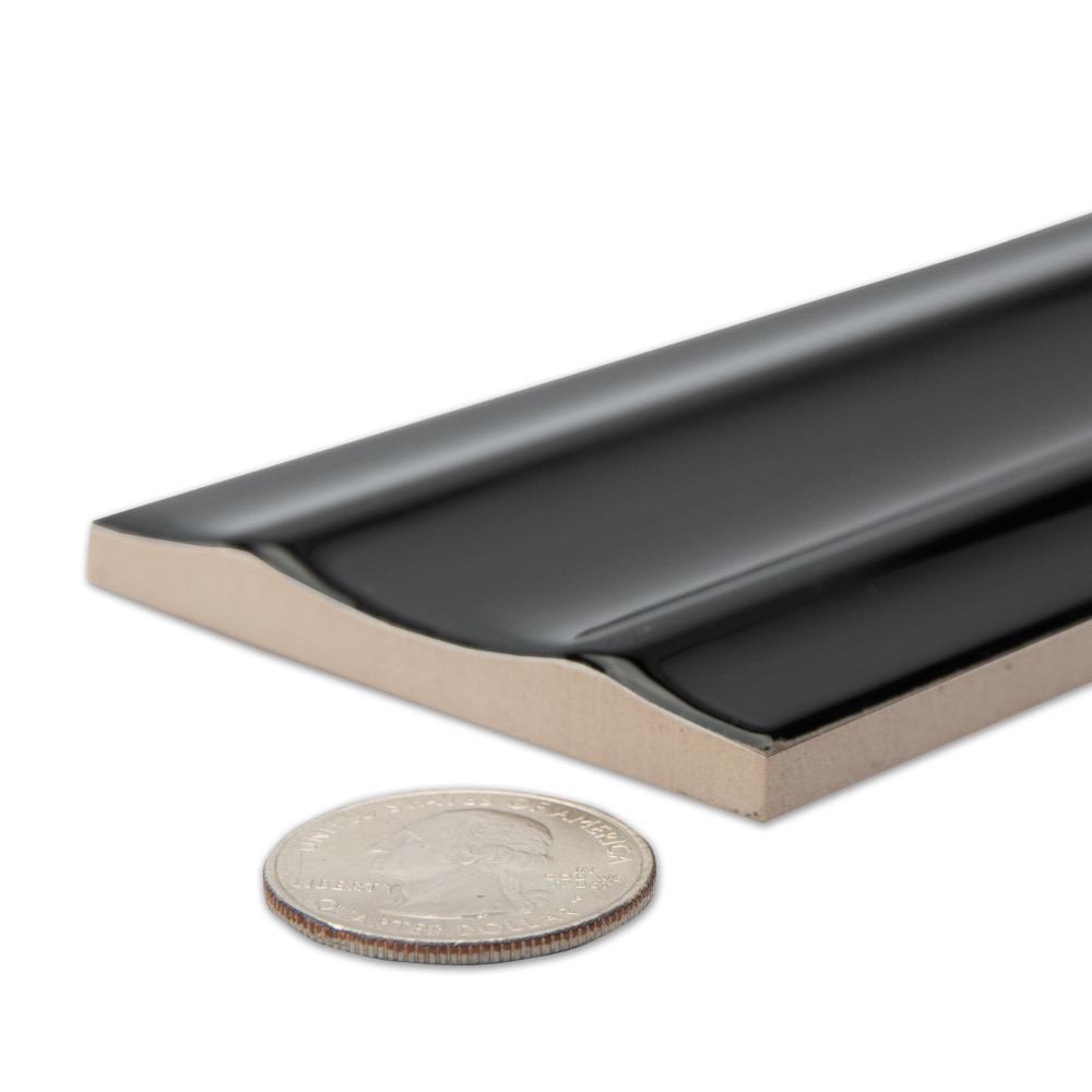 Crown Heights Maori Glossy Black 2-5/8 in. x 7-7/8 in. Ceramic Wall Tile