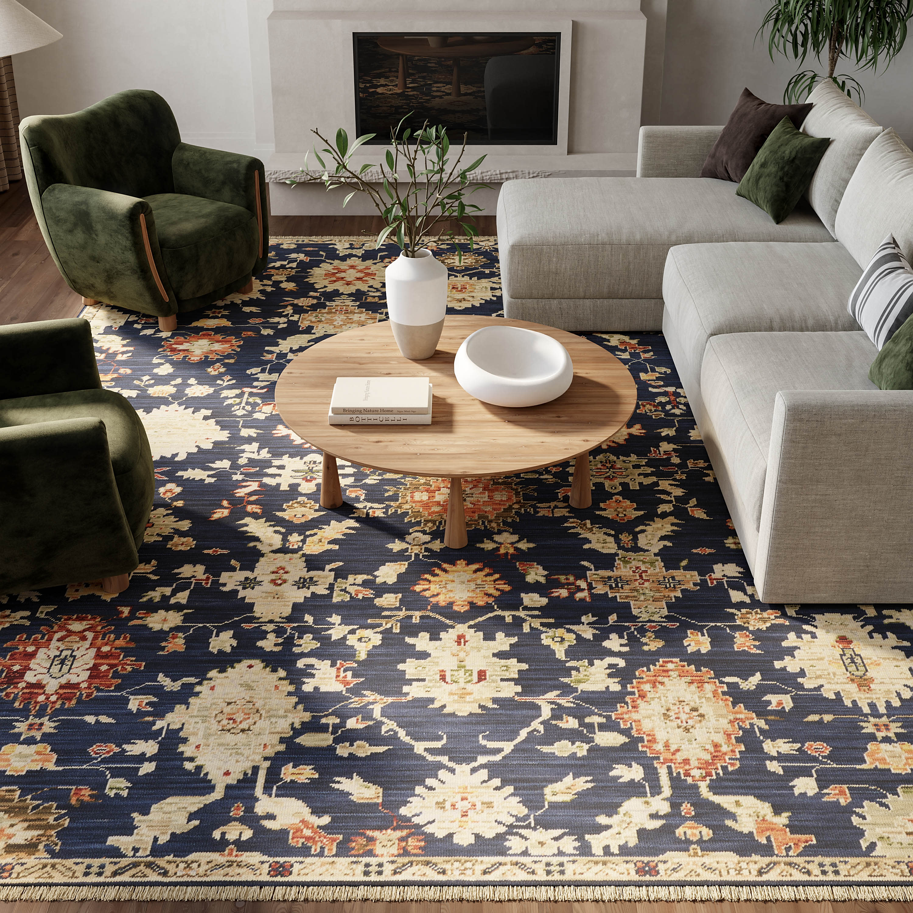 Nourison Antique Bloom 5'6" x 8'6" Navy Vintage Indoor Rug