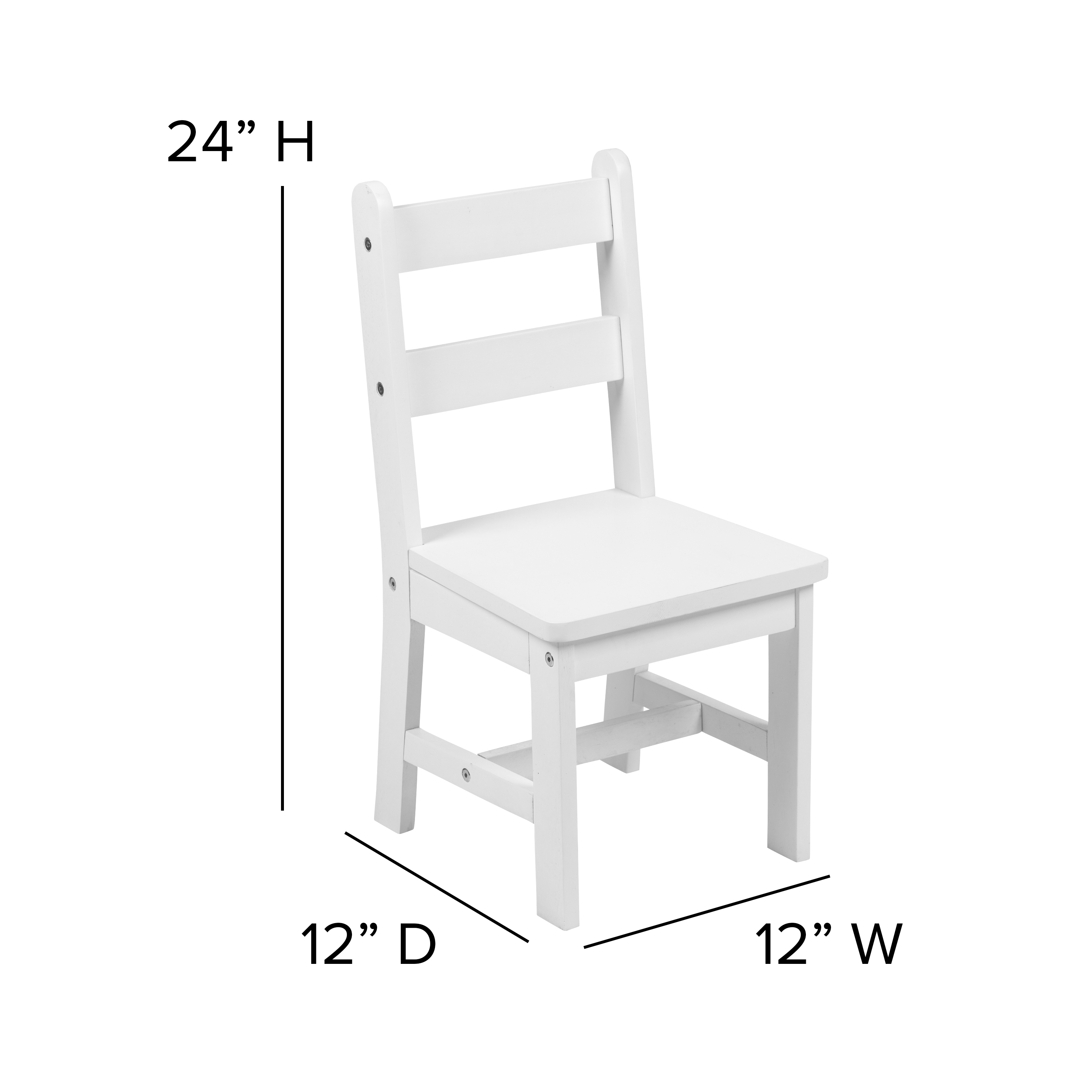 Juego de mesa y silla de madera maciza para niños de 3 piezas para sala de juegos, cocina - blanco - Imagen 30 de 37