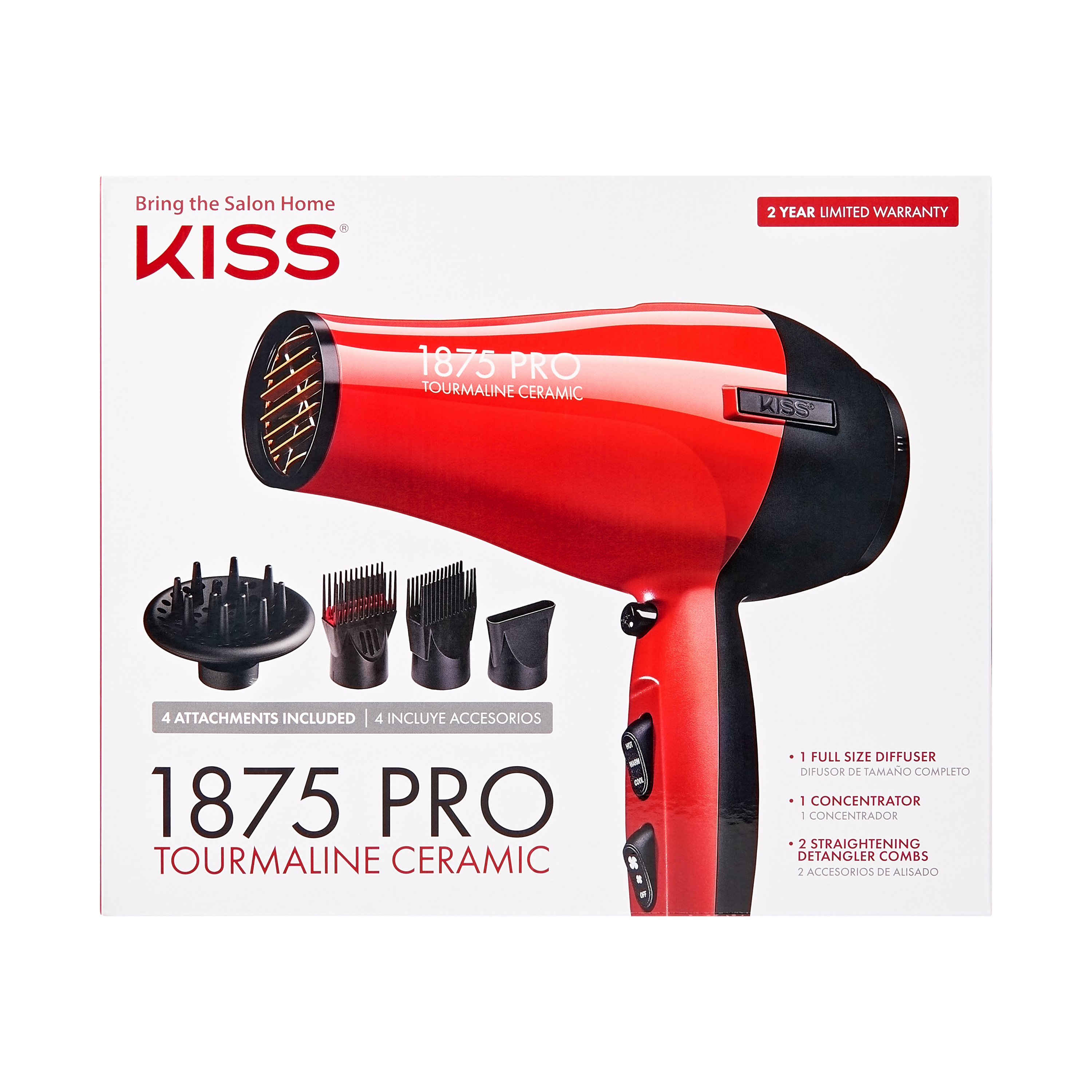 4 Attachments | 1875W | Tourmaline Ceramic Blow Dryer