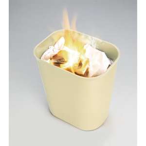 Rubbermaid Commercial, Fire Resistant, 7 gal, Resin, Beige, Rectangle, Receptacle