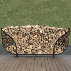 SHELTER-IT 8' Double Leaf Black Firewood Storage Rack with Kindling Storage