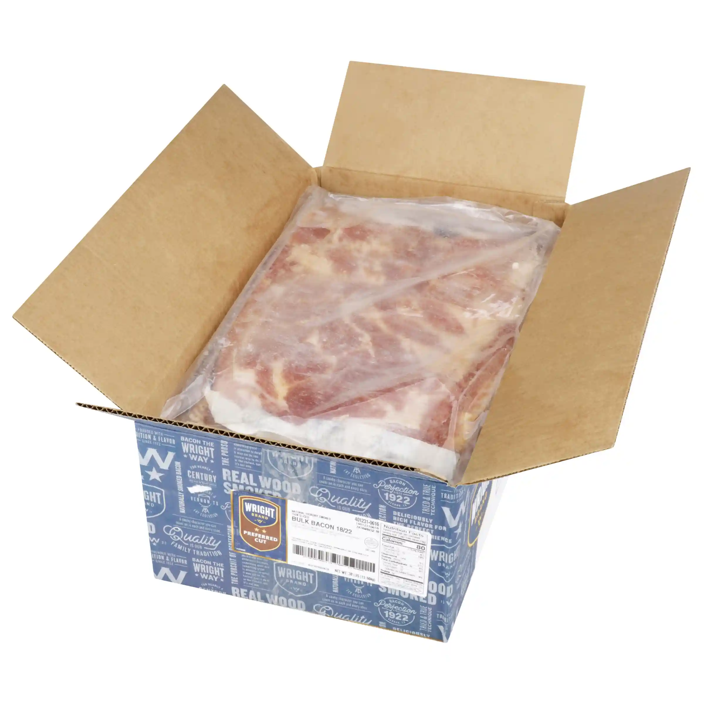 Wright® Brand Naturally Hickory Smoked Thin Sliced Bacon, Bulk, 30 Lbs, 18-22 Slices per Pound, Gas Flushed_image_31