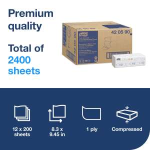 Tork, H2 Xpress Compressed Premium, Folded Towel, Multifold, 1 ply, White