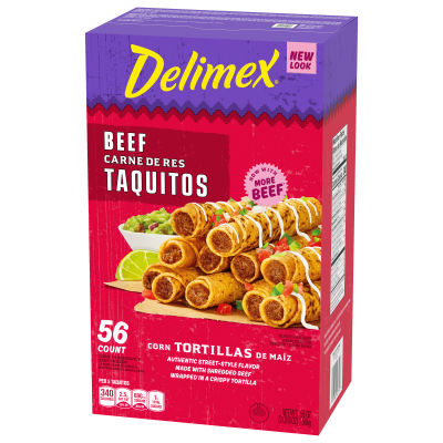 Delimex Beef Corn Taquitos, 56 ct Box