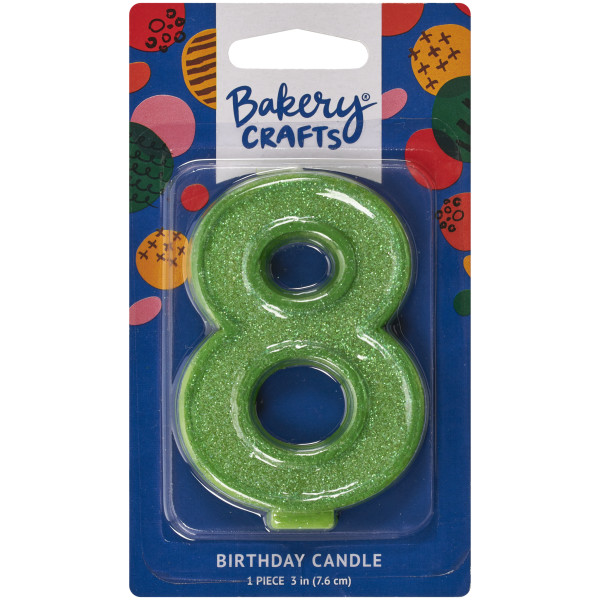 8 Glitter Numeral Candles