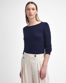 Pendle Crew Neck Jumper Navy-Hessian Tartan