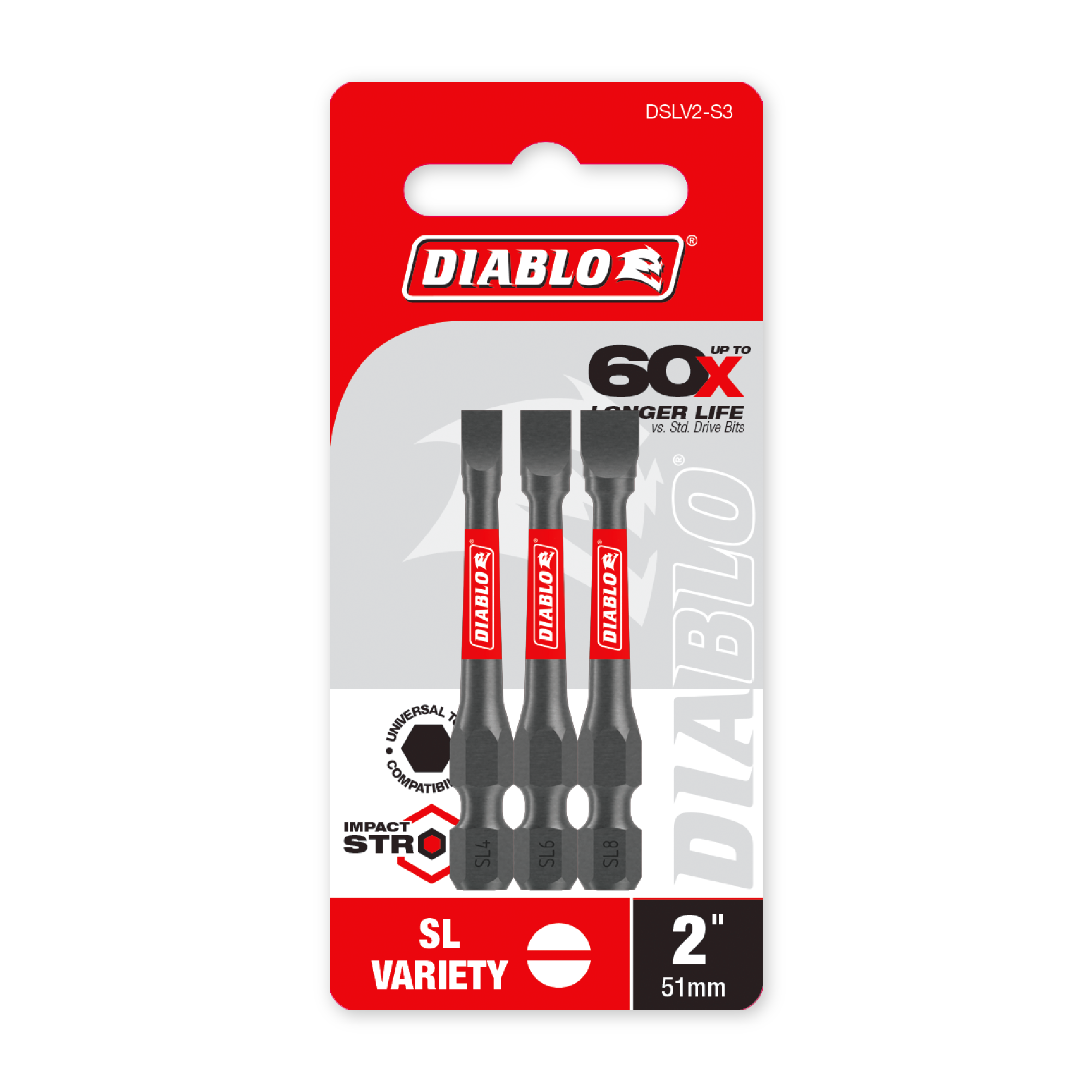 Diablo 2 in. Slotted Drive Bit Variety Pack in its retail packaging, ready for the job box or tool bag