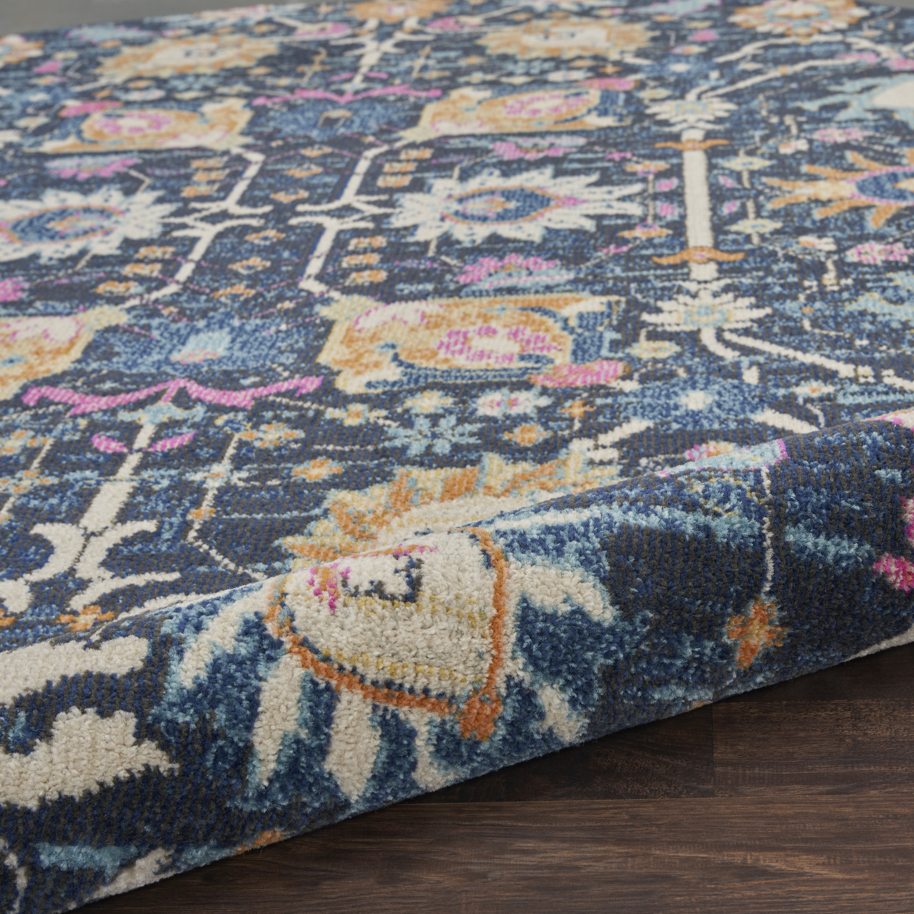 Nourison Passion 8' x Round Navy Bohemian Indoor Rug