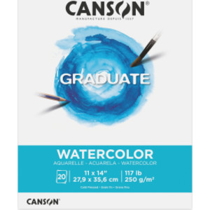 Graduate Watercolor Pad, Foldover Binding, 20 Sheet, 11x14 inch, 1 Count