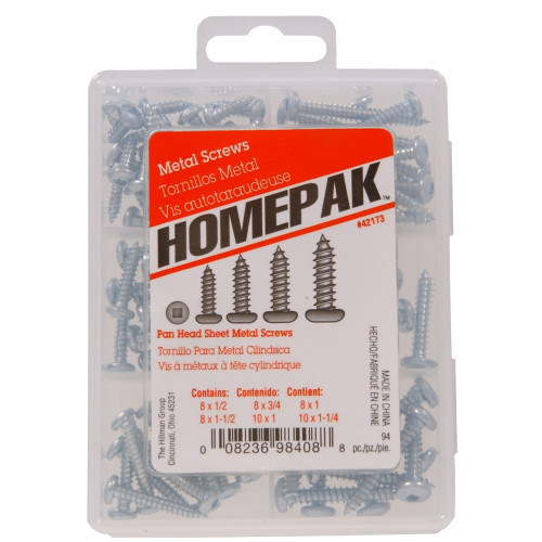 HOMEPAK Pan Head Square Drive Sheet Metal Screws Assortment