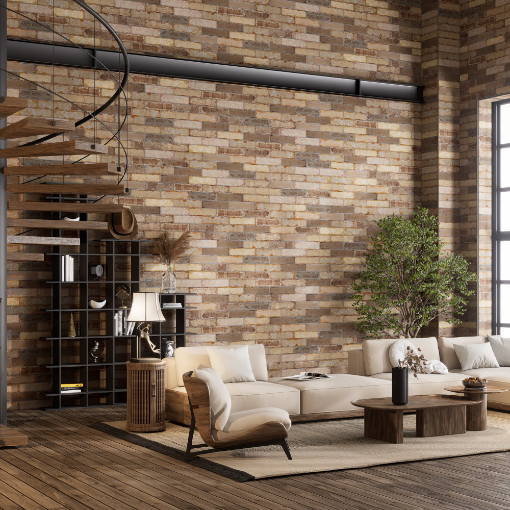 Brickyard Beige 3 in. x 11-3/4 in. Porcelain Floor and Wall Tile