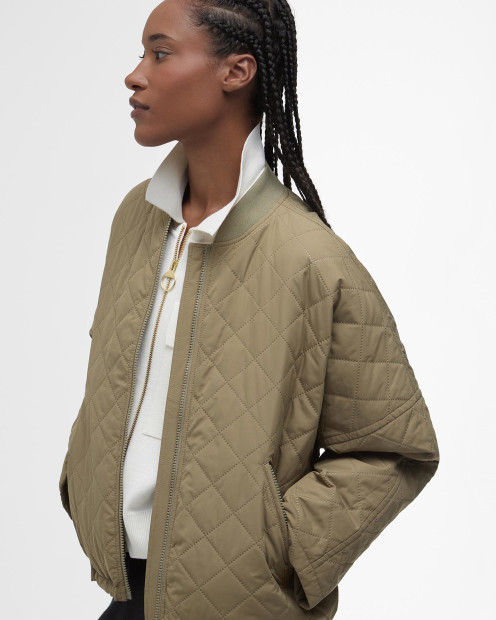 Emlyn Quilted Bomber Jacket Dusky Green/Ancient