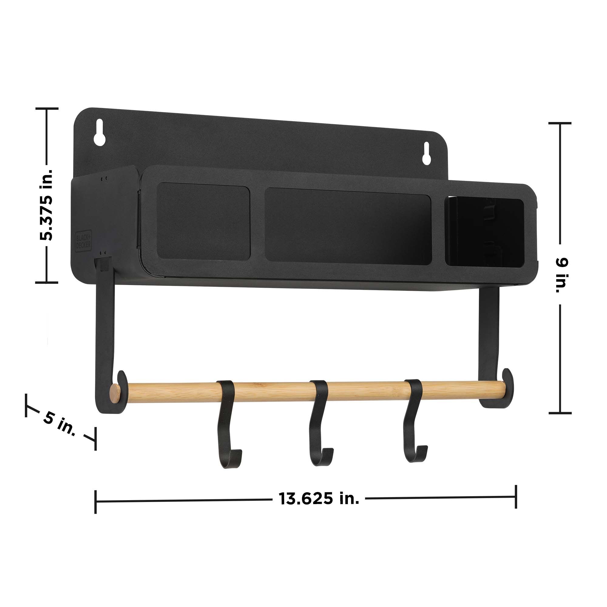 Dimensions of the BLACK+DECKER Hanging Rack Shelf Module in Black